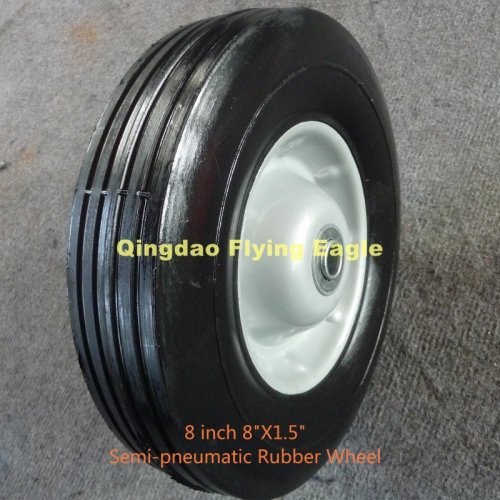 8 Inch 8"X1.5" Semi Pneumatic Solid Rubber Wheel